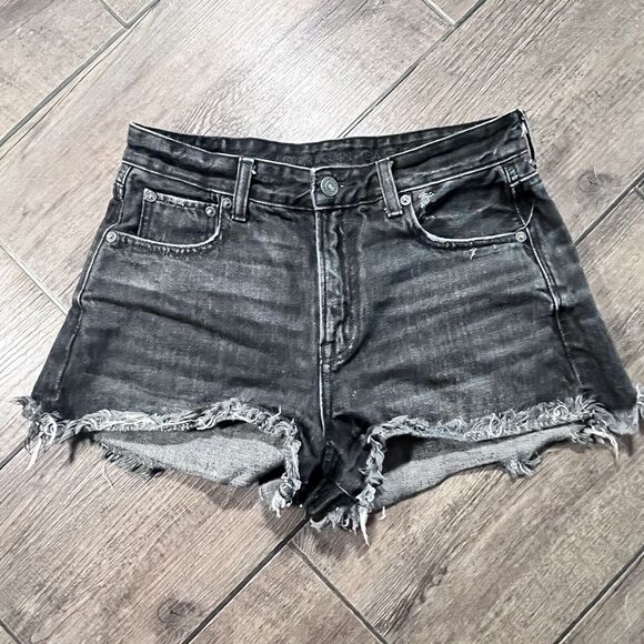 American Eagle Outfitters Pants - American Eagle Cutoff Shorts Womens‎ Sz 4 Black Hi-Rise 30x2 Distressed Denim